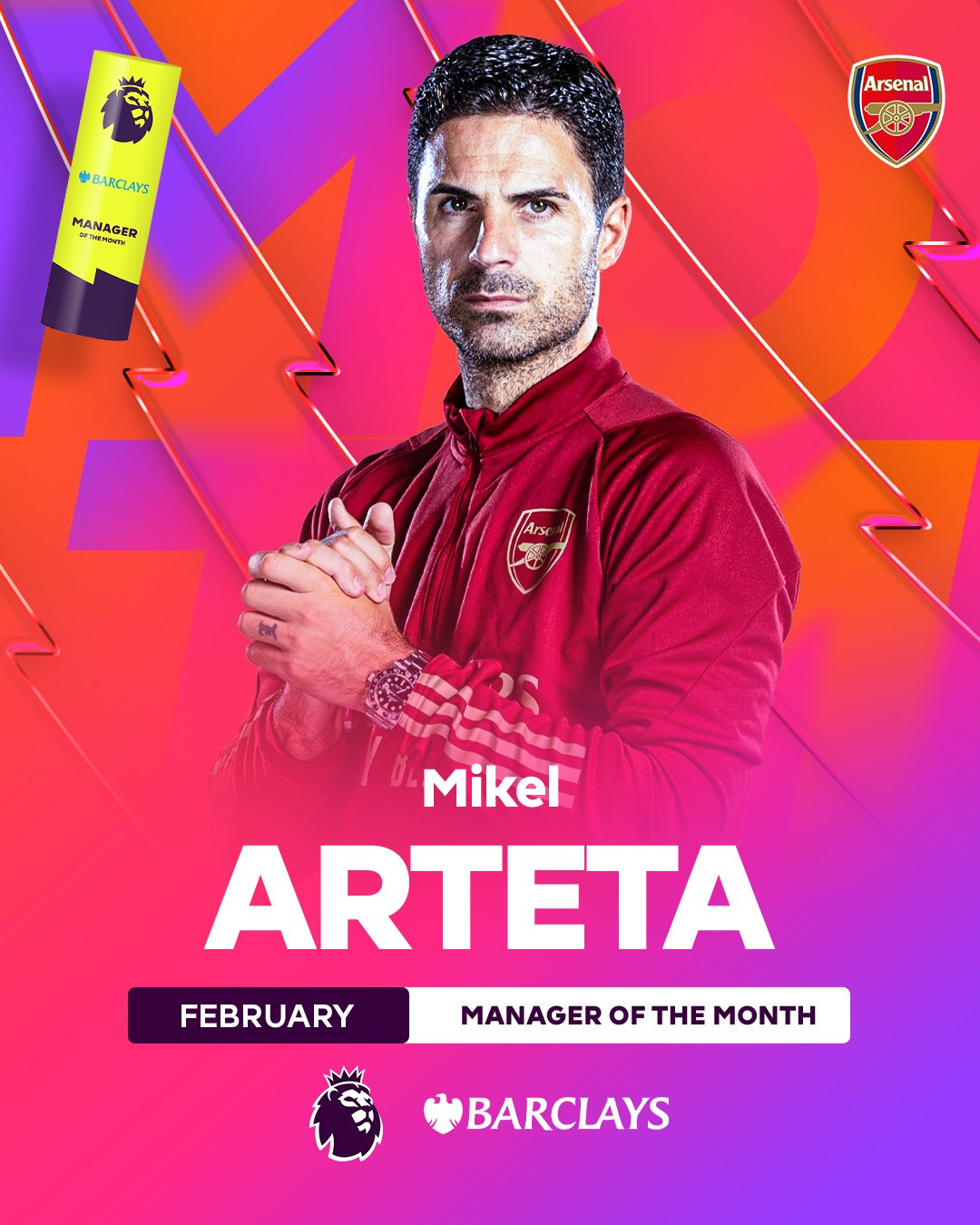 Arteta Wins Premier League Manager Of The Month For February