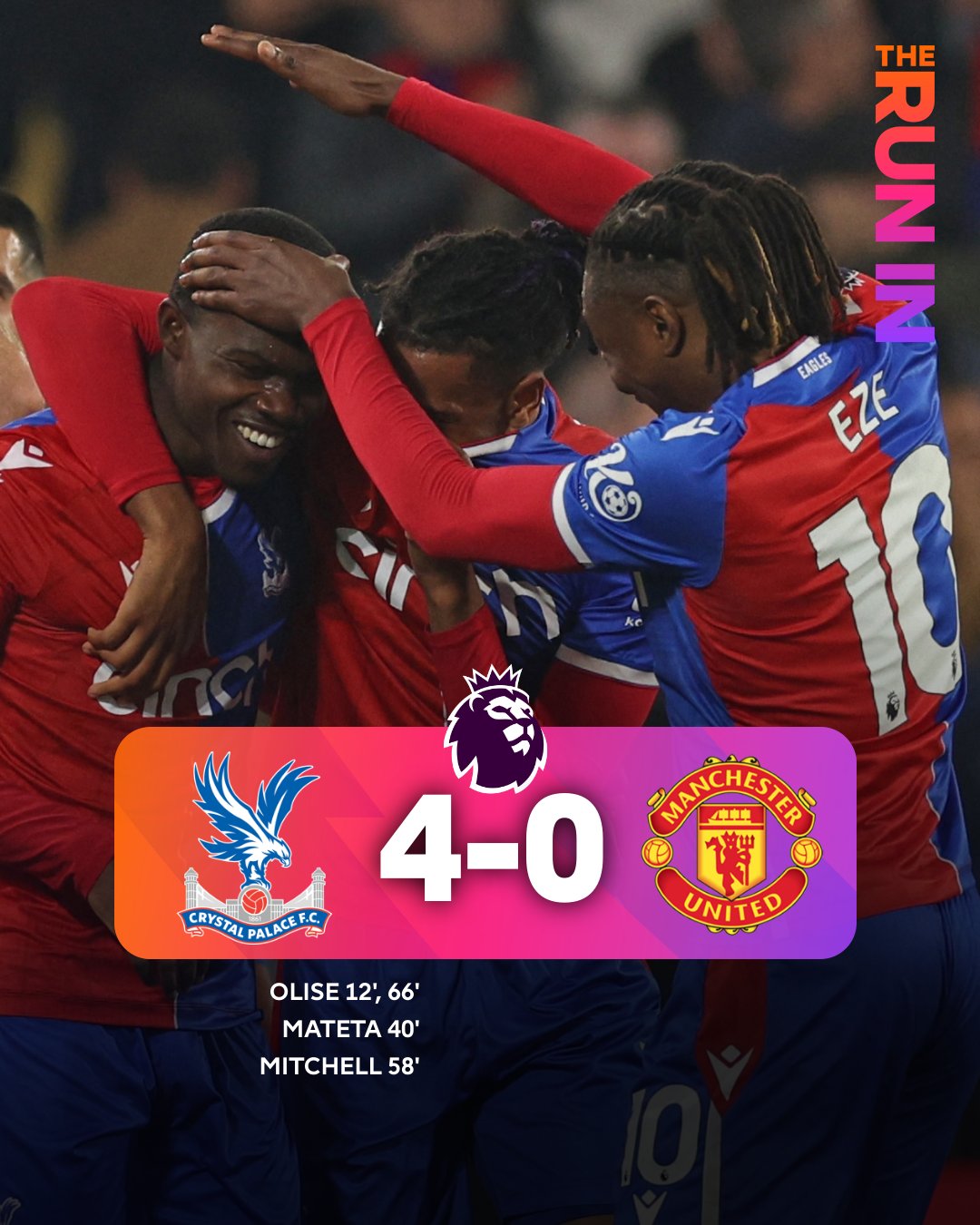 Manchester United In The Mud; As Crystal Palace Send The Devils Back Home Empty Handed By 4 goals to Nothing