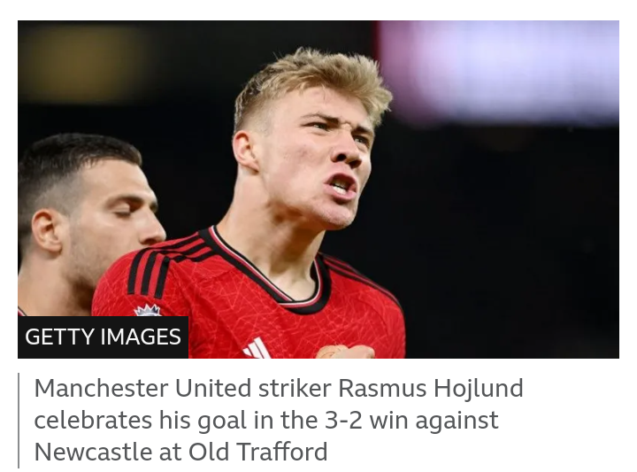 EPL: Rasmus Hojlund Ends Scoring Drought to Secure Manchester United Victory Against Newcastle