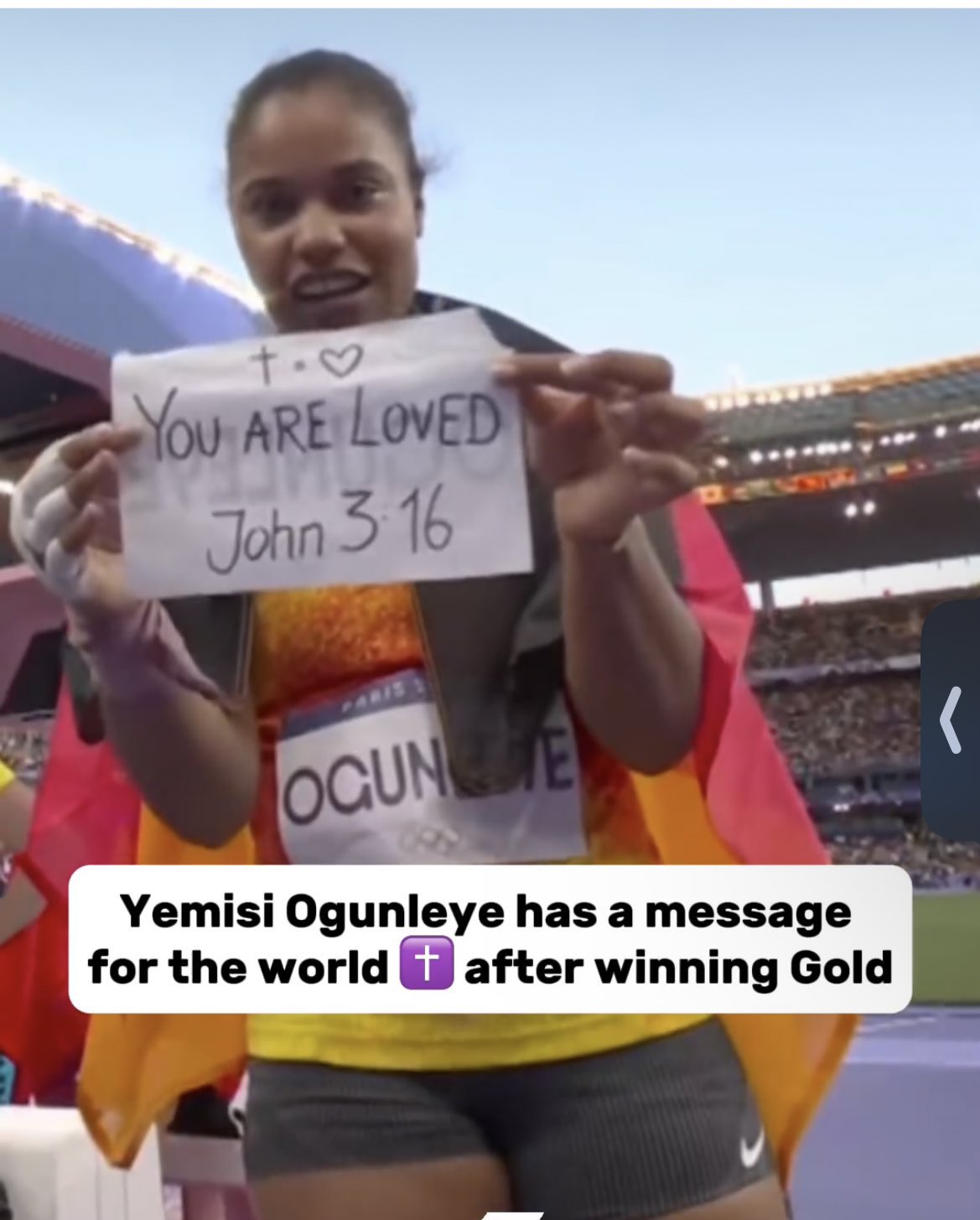 Yemisi Ogunleye Secures Gold In Women’s Shot Put at Paris 2024, Shares Inspirational Message