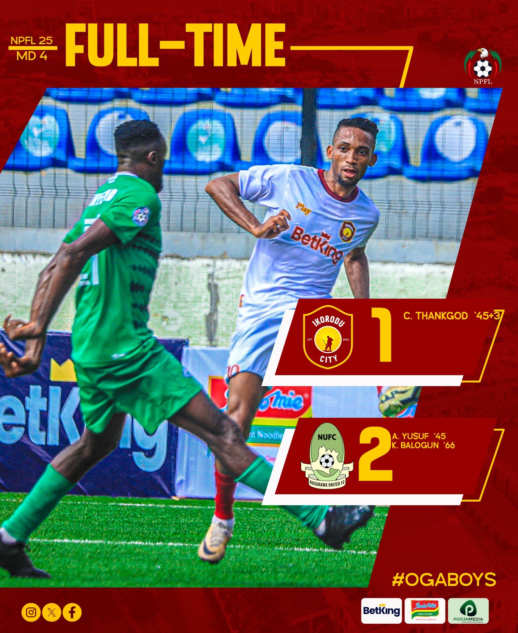 NPFL: Nasarawa United Secure First Win Of The Season Against Ikorodu City
