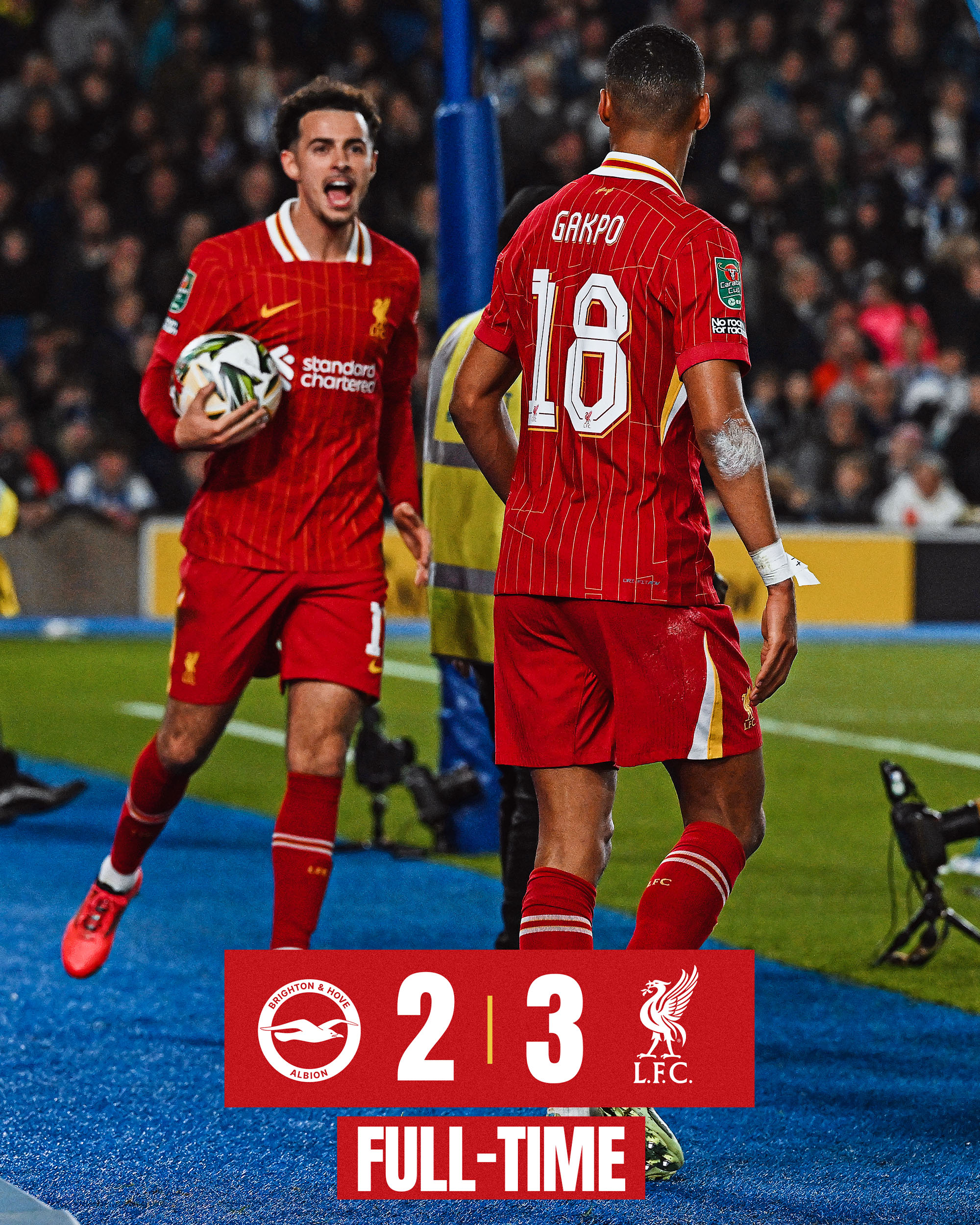 Gakpo’s Brace Sends Liverpool Into Carabao Cup Quarter-Finals With Thrilling Win Over Brighton