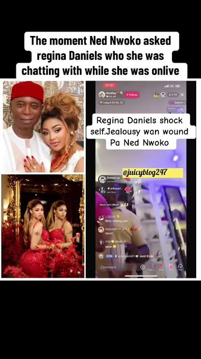 Ned Nwoko Checks in on Regina Daniels’ Live Stream, Asks About Her Chat