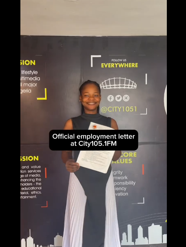 Olajumoke Orisaguna Becomes On-Air Personality, Shares Employment Letter