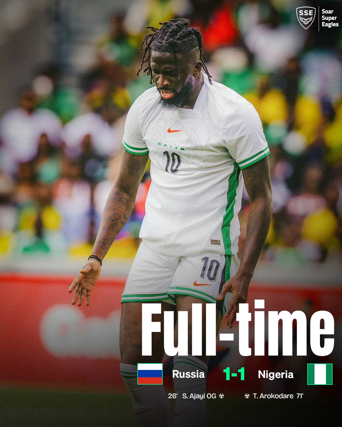 Super Eagles Hold Russia To A 1-1 Draw In Historic Friendly Match In Moscow