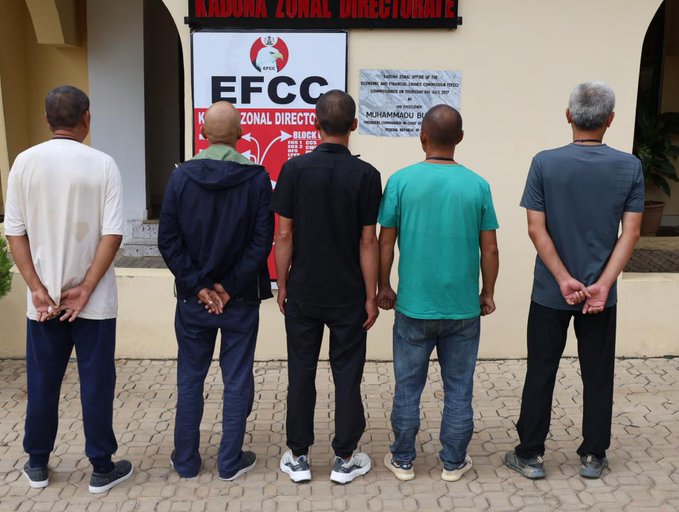EFCC Crackdown On Illegal Mining In Niger State Arrest 5 Chinese Nationals