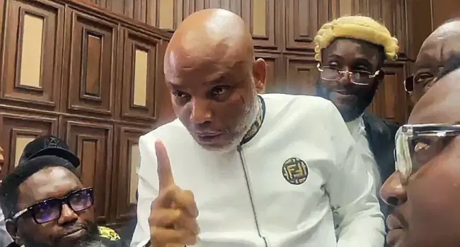 Nnamdi Kanu Announces He Will Defend Himself Against FG Charges