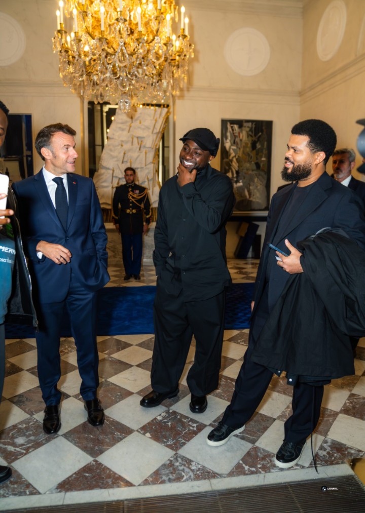 From Lagos to Paris: Davido Meets Emmanuel Macron, Cubana Chiefpriest Has Fans Talking