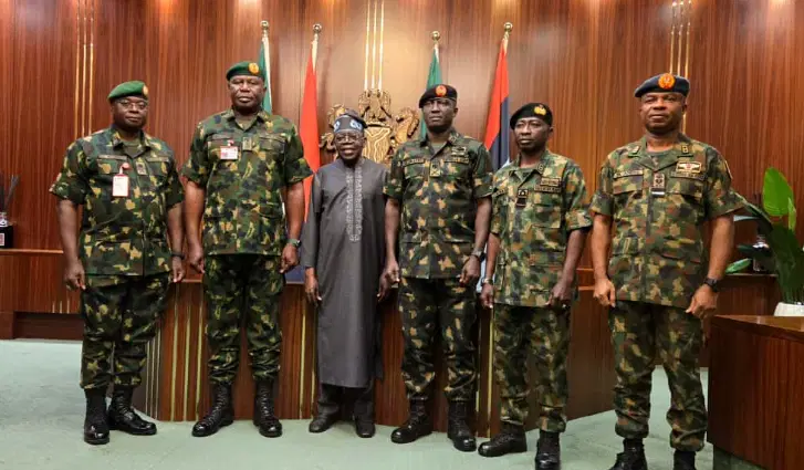 BREAKING: Tinubu Holds Closed-Door Meeting With New Service Chiefs In Abuja